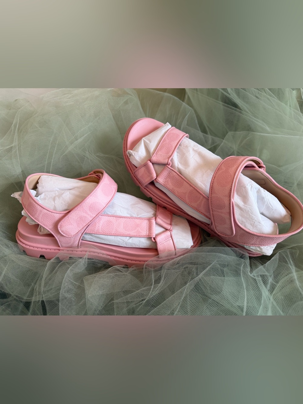 NEW Coach Sport Sandals Powder Pink Signature Canvas CBB91 size 10 - Picture 4 of 8